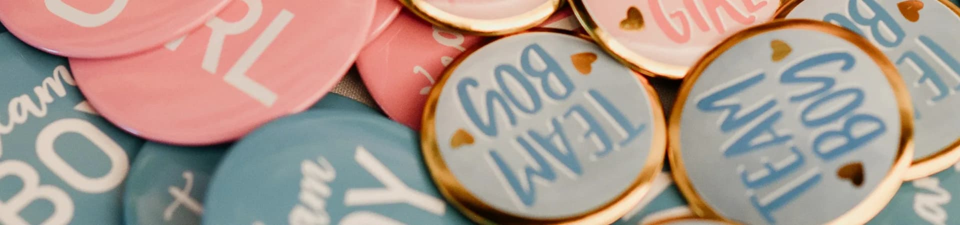 Colorful balloons at a gender reveal celebration